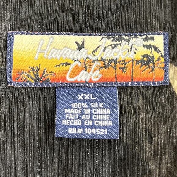 Havana Jack's Cafe Island Silk Camp Shirt Size XXL Palm Print Hawaiian Cruise - Picture 3 of 8